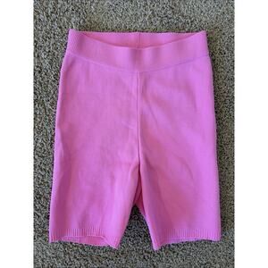 Year of Ours Knits Pink Ribbed Waist Hem Activewear Biker Shorts Womens Small
